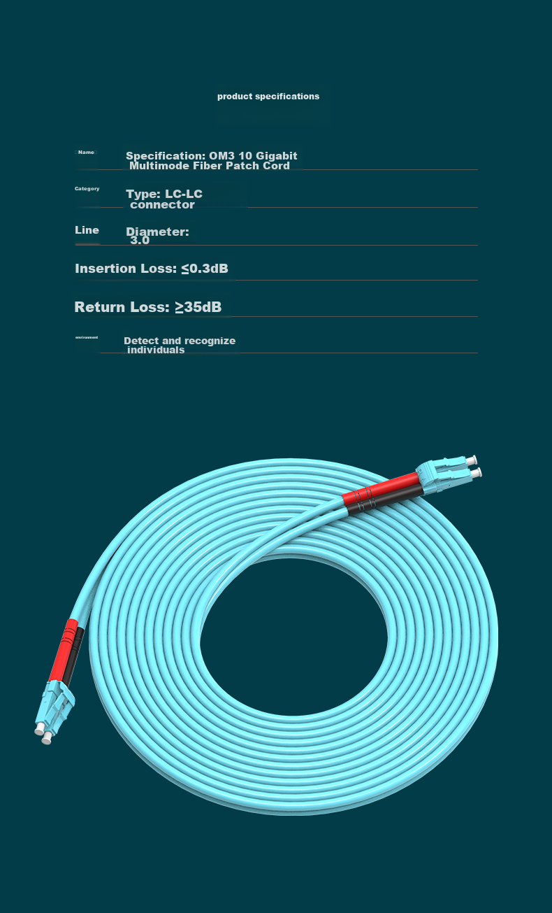 Nokoxin Telecom Grade 10G Multimode Duplex Fiber Patch Cable OM3 Duplex Bend-Resistant Pigtail Optical Module Data Center Communication LC-LC 15m 9