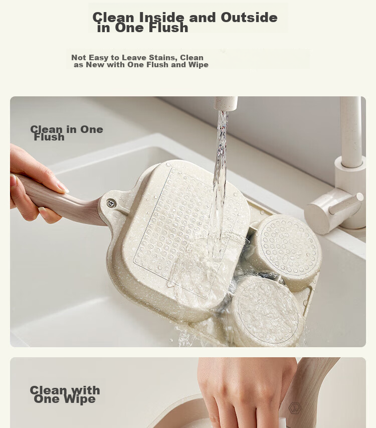 JD Original Breakfast Pan, Multifunctional Pan for Frying Eggs And Steak, Non-Stick Frying Plate, Flat Bottom Pan with Free Silicone Brush 8