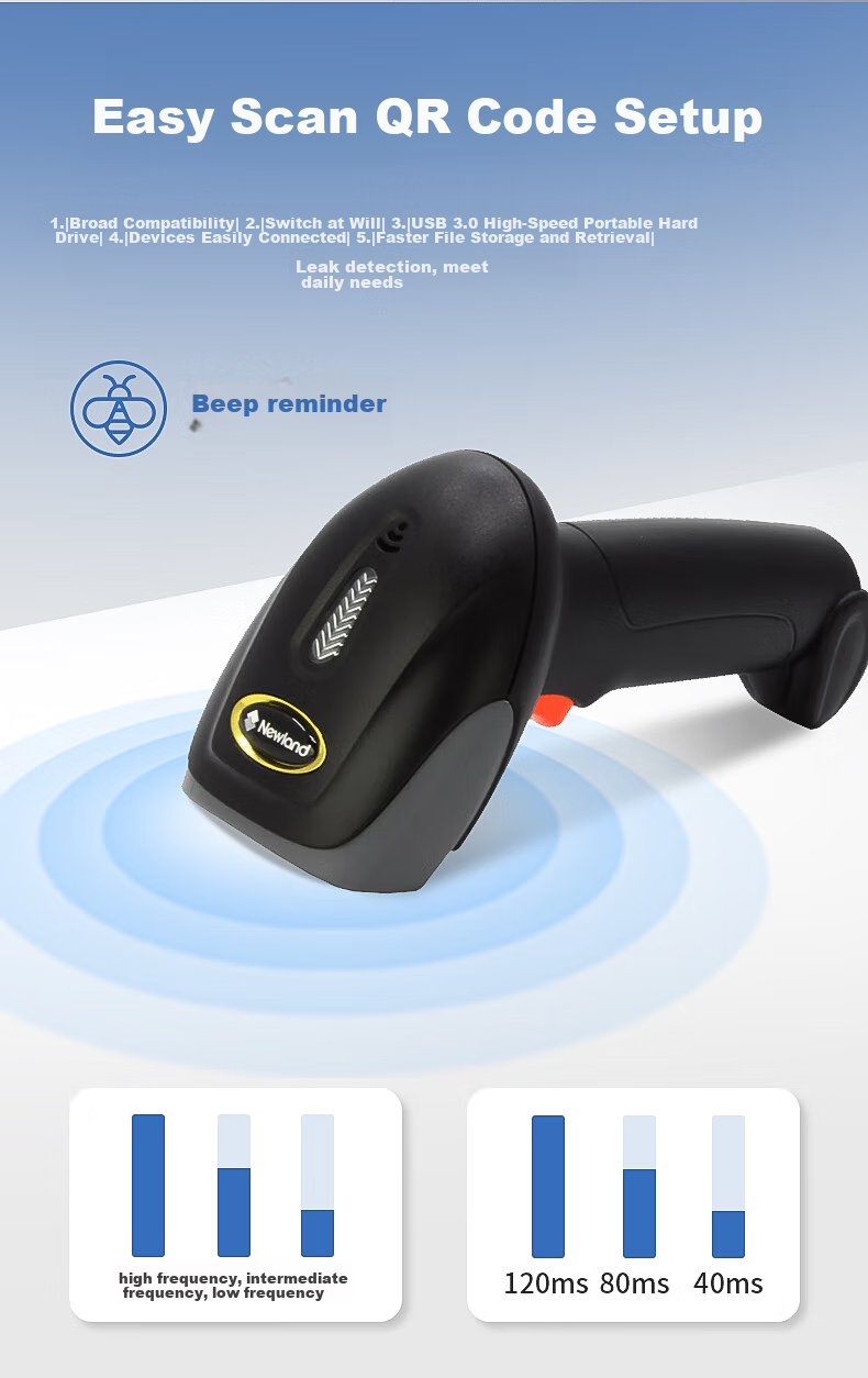 Newland OY20-RF Wireless 1D/2D Red Light Barcode Scanner for Convenience Stores, Shops, Supermarkets, Cashier Payment Scanning, Suitable for Store Mobile Phone Scanning Payment Screens And Scanning 7