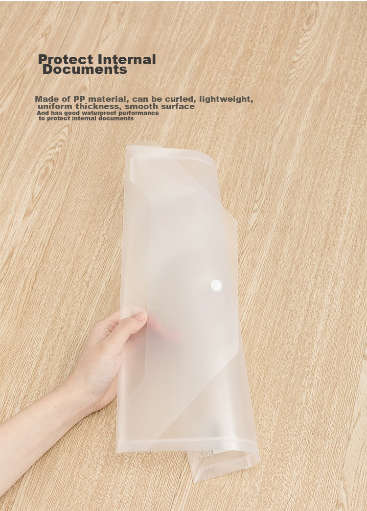 Deli 10 A4 Thick Transparent File Folders, Button Closure Document Sleeves, Waterproof Archive Bags for Contracts And Papers, Financial Receipt Storage, Study Supplies, P05501A 4