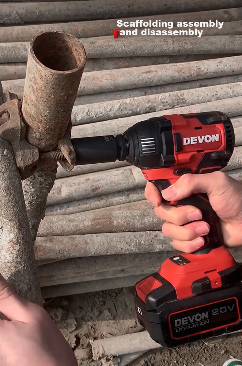 Devon 20V Brushless Impact Wrench, High Torque Industrial-Grade Lithium Battery Wrench Pneumatic Gun, 5733 Dual Battery 5.0 Fast Charging 4