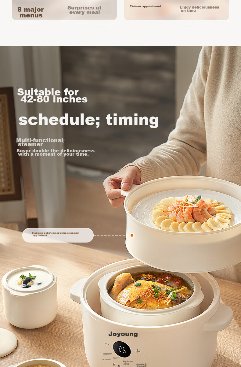 Joyoung Electric Stew Pot, Double Boiler, Multi-Functional Pot, Baby Food Cooker, Soup Pot, Bird's Nest Stew Pot, Soup Stew Pot, Steamer, One Pot with Three Inner Pots GD187 2