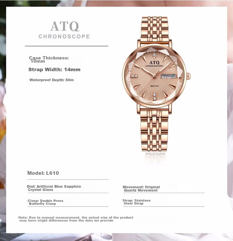 ATQ Ultra-Thin Watch for Women, Mechanical Style Top Ten Brands Wristwatch, Simple Design, New Year Valentine's Day Gift for Girlfriend Or Wife 8