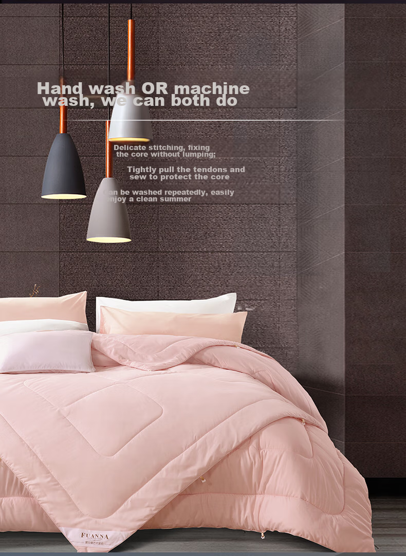 FUANNA Warm Seven-Hole Antibacterial Fiber Comforter, Two-In Mother-Child Quilt, All-Season Duvet, 9.3 Jin (4.65 Kg), 230*229cm, Pink 7