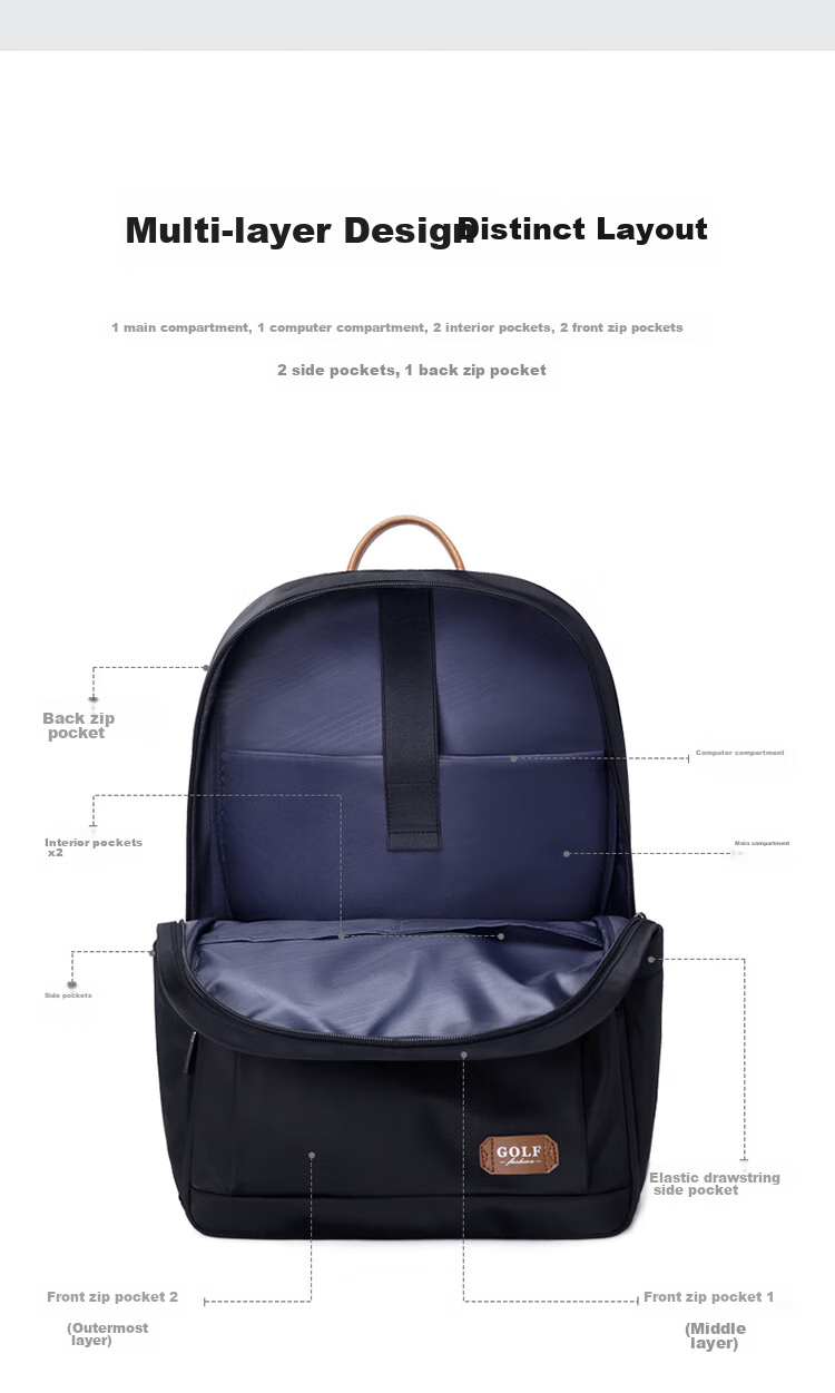 GOLF Laptop Backpack for Men, 15.6/16 Inch Notebook Bag, Contrasting Color Handheld Business Travel Schoolbag 11