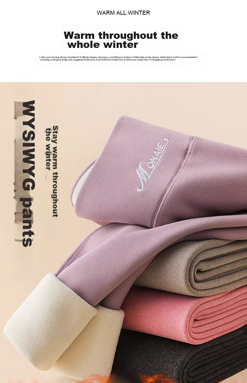 LangSha Women's Thermal Leggings, Suitable for Outer Wear, 10A Grade Antibacterial, High-Waist Lambswool, Warm Pants for Winter, Seamless Tights 8