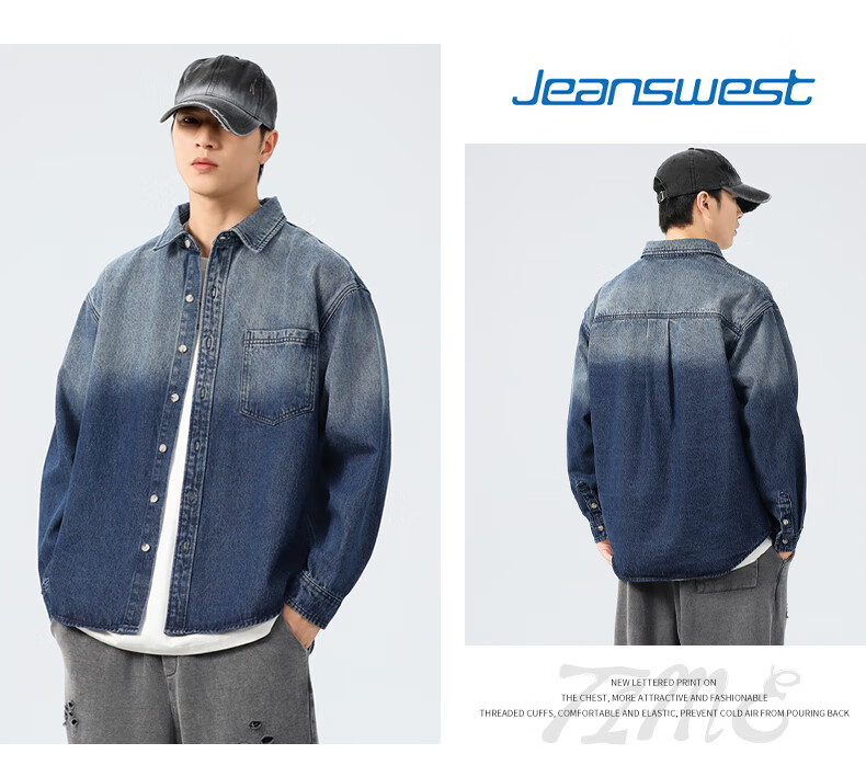 Jeanswest Men's Jacket 2026 Spring Summer Loose Simple Fashion Men's Denim Jacket Retro Blue L 10