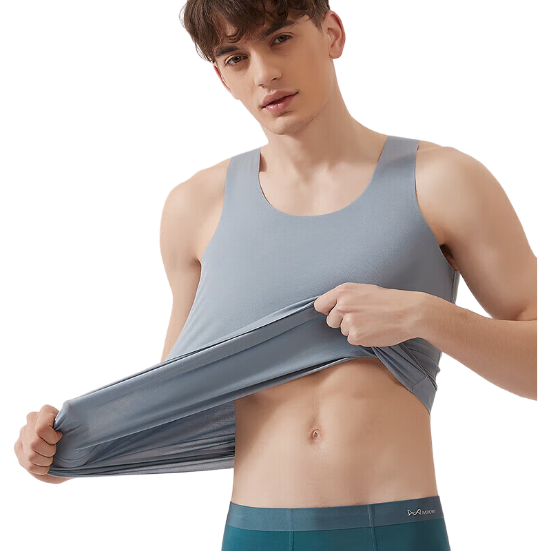 MiiOW 80S Modal Men's Tank Top, Spring And Autumn Ice Silk Seamless Sports Undershirt, Sleeveless Inner Layer, Cobalt Blue XL