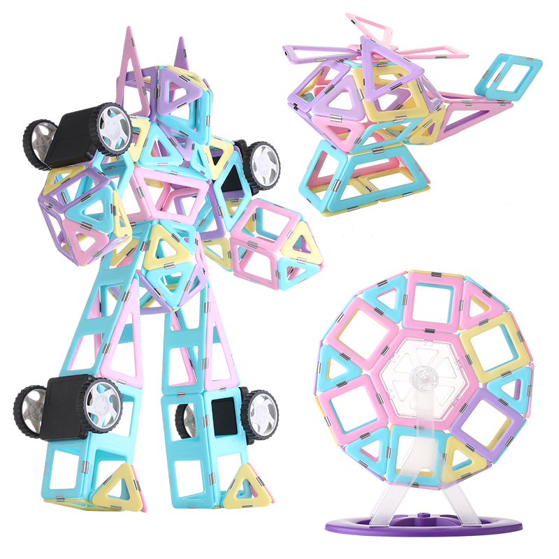 MAGPLAYER Children's Toy Magnetic Tiles Ferris Wheel, Magnetic Stickers, Magnetic Building Blocks, Birthday Gift for Boys And Girls Aged 3-6, 260 Pieces