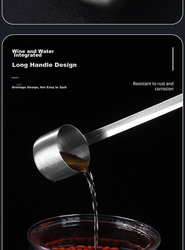 BJ 304 Stainless Steel Wine Pourer, Two Liang Half Measuring Cup for Liquor, Wine Dipper, Vinegar And Oil Pouring Ladle, 125ml 4