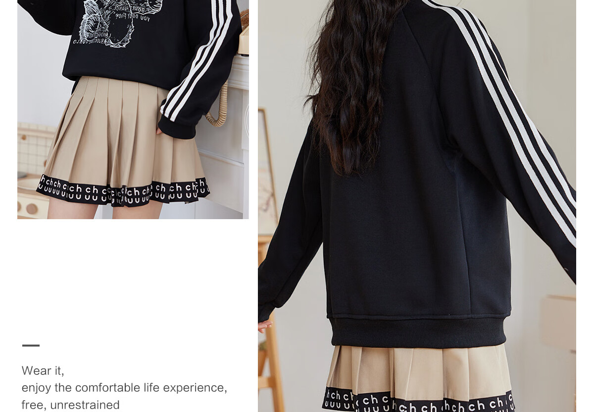Halo Queen Women's Sweatshirt, Round Neck, Striped, Fashionable New Year Red, Casual Style, Loose-Fitting Top Jacket H143W1017 33