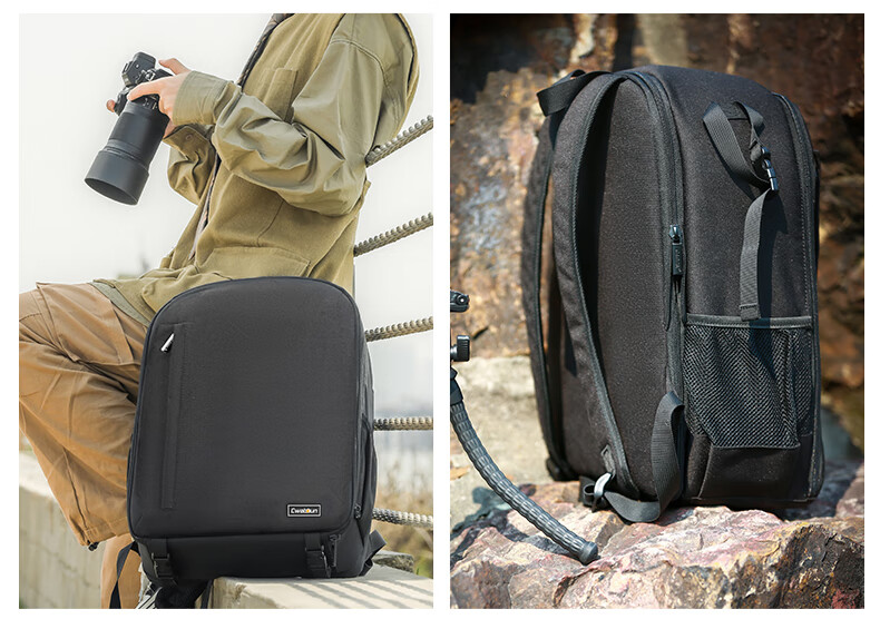 CWATCUN Camera Backpack, Portable Shoulder Bag for Canon Nikon Sony, Multifunctional Water-Resistant Shooting Bag 12