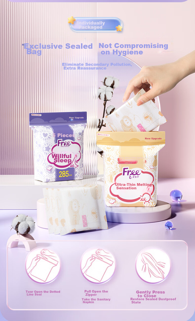 FREE Sold by JD, Popular Panty Liners Sanitary Napkins, Daily Use Portable Ultra-Thin Cotton Soft, 190mm*10 Pieces 15