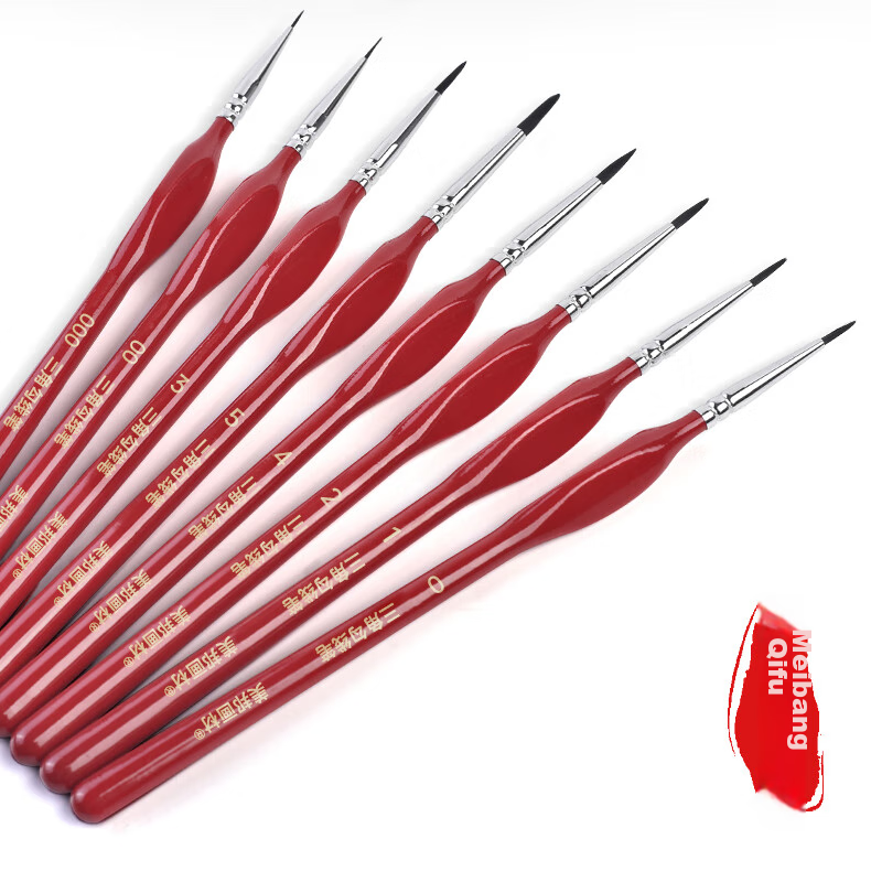 BGI-WAPM No. 000 Line Pen, Art-Specific Watercolor And Gouache Outline Brush, Hand-Drawn Edging Pen, Small Brush, Fine Line Brush, Fine Hair Brush, Drawing Brush, Line-Drawing Acrylic Chinese Painting Pigment Brush, Sketching, Marker Drawing 12