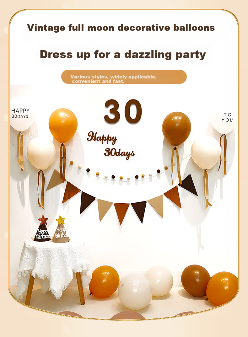 Hunlianqingcheng, Full Moon Decoration for Baby Boys And Girls, Baby Shower Scene Balloons, Backdrop Wall, 30-Day Commemoration Ceremony, Instagram Style 1