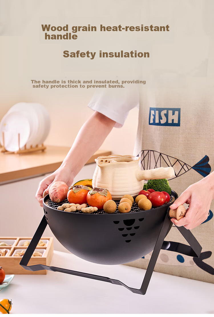 Suncojia Barbecue Grill, Tea Brewing Stove, Smokeless Grilling Pan, Wooden Charcoal Grill, Korean Smokeless Charcoal Grill 6