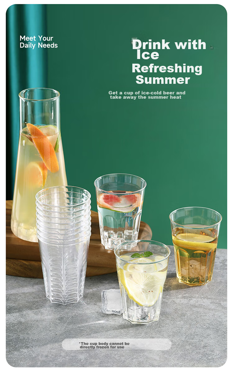 MARYYA Disposable Cups, Aviation Cups, 300ml*50 Pieces, Space Cups, Food-Grade Thickened Plastic Beverage And Tea Cups 8