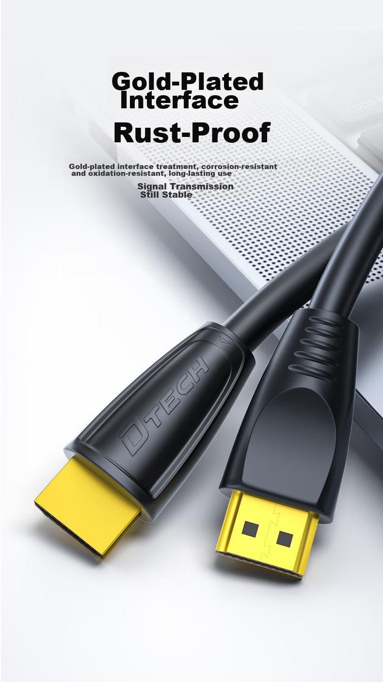 DTECH HDMI Cable Version 2.0, 4K60Hz Digital High-Definition Video Cable, for Connecting Laptop, Set-Top Box to TV, Projector, Engineering Decoration Connection Cable, 3 Meters DT-H005 12