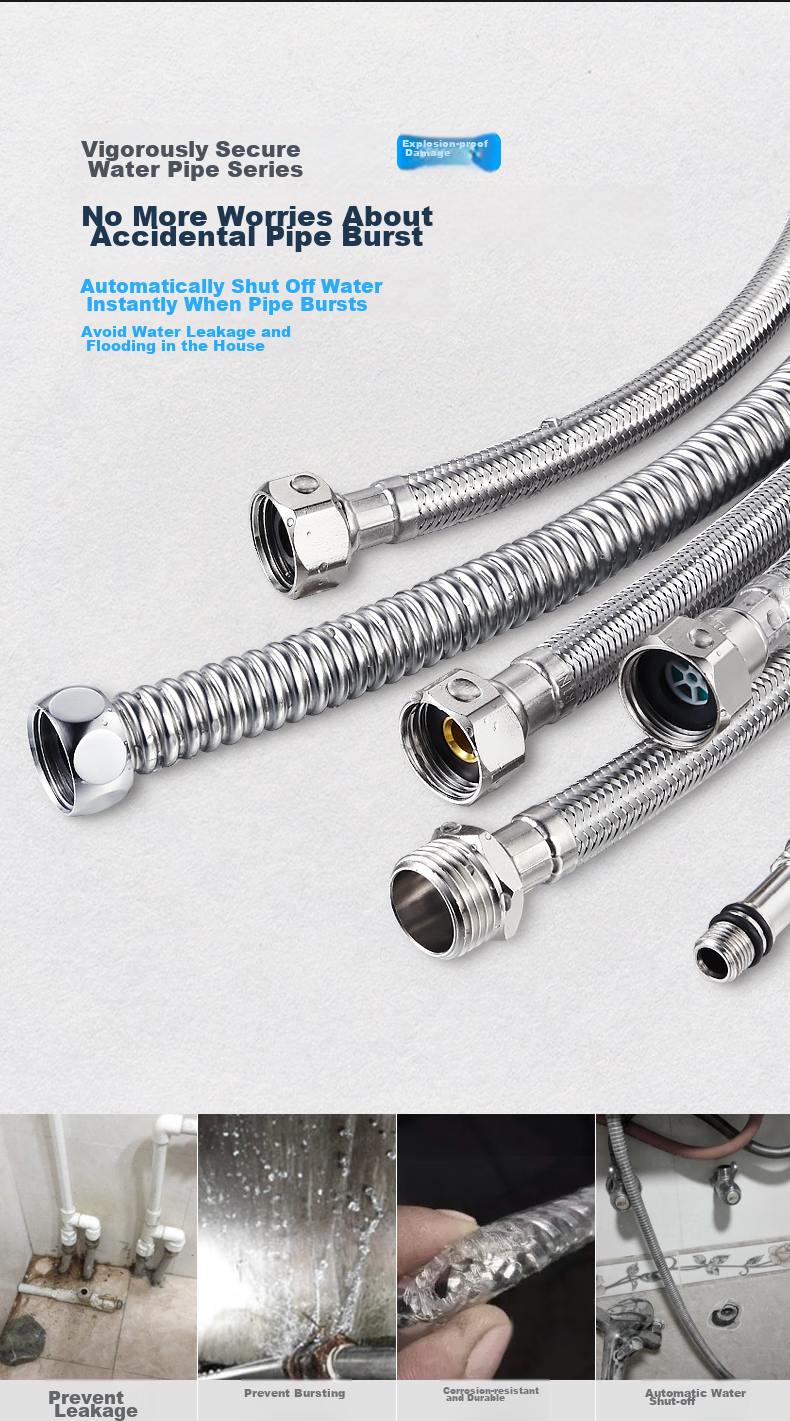 Submarine FBAM-50 Inlet Extension Pipe, Stainless Steel Water Inlet Extension Tube, Faucet Water Supply Pipe for Both Cold And Hot Water 2