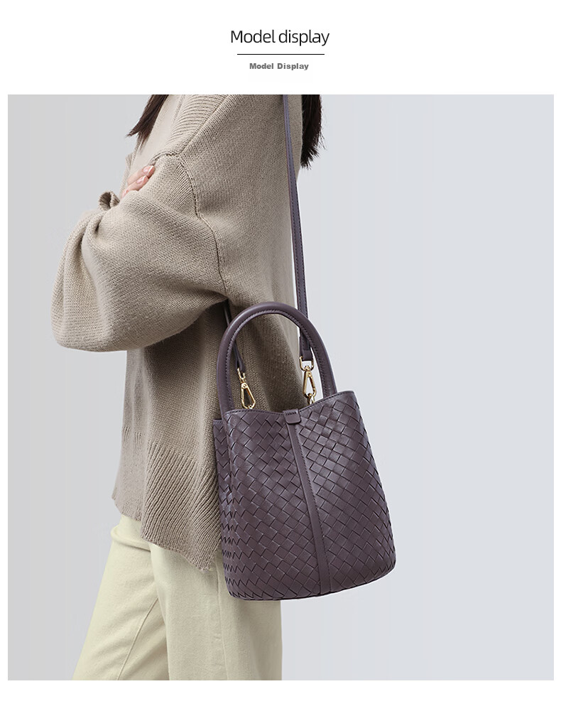 Viney Leather Bucket Bag Brand Handbag, Women's Light Luxury Crossbody Shoulder Bag, Practical Birthday And Mother's Day Gift for Mom 7