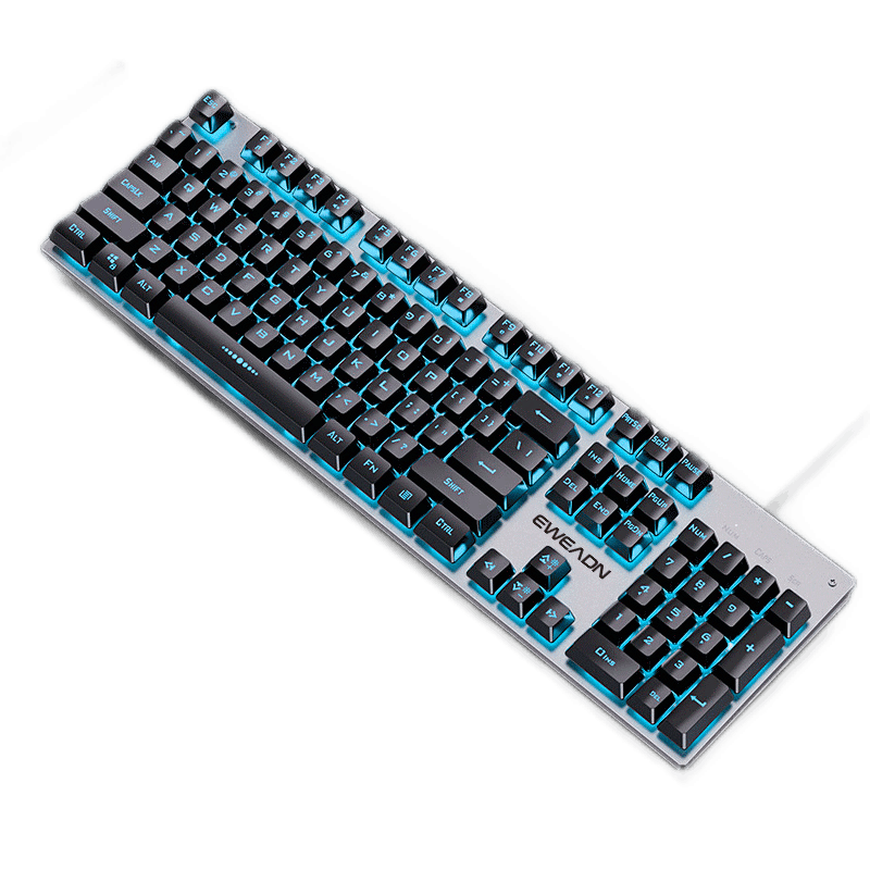 EWEADN GX300 Mechanical Feel Keyboard And Mouse Set, Gaming Wired Desktop Computer Laptop Office Thin Film Keyboard And Mouse Peripherals, Black with Ice Blue Light