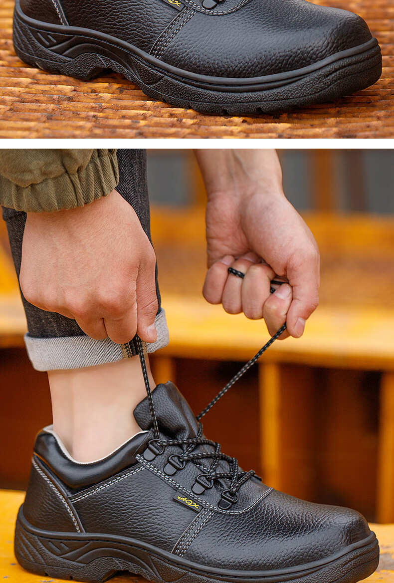 LAOGUANJIA Men's Safety Shoes with Steel Toe Cap, Anti-Smashing, Puncture-Resistant, Lightweight, Breathable, Tongue-Sealed, Waterproof, Oil-Resistant Work Boots 113 38 2