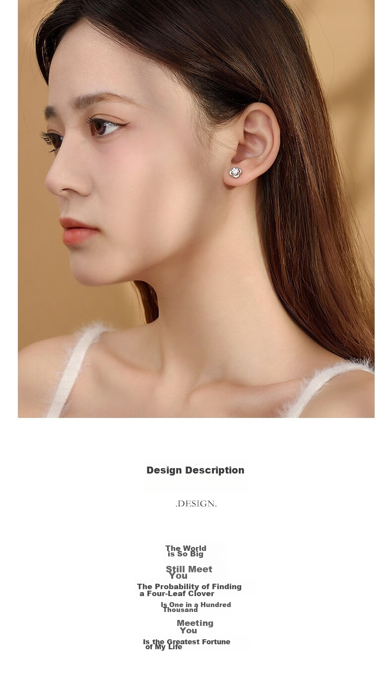 MANHE S999 Sterling Silver Four-Leaf Clover Stud Earrings for Women, New 2026 Style Birthday Gift for Female Friends 2