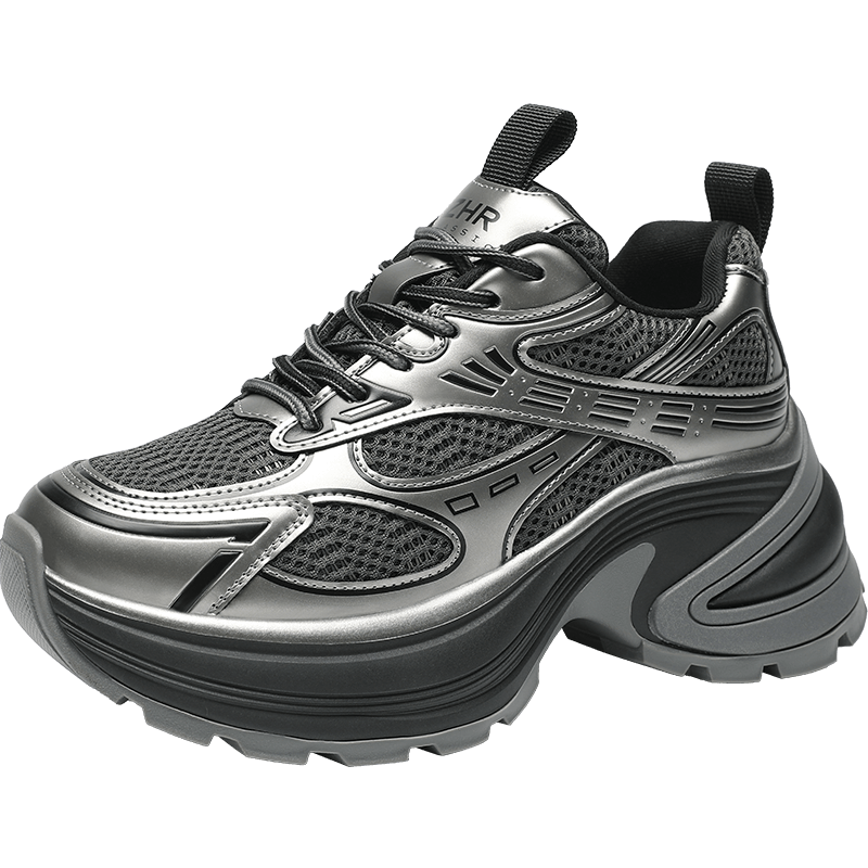 ZHR Dad Shoes for Women, Durable Thick-Soled Sneakers, Comfortable Height-Increasing Lightweight Outdoor Women's Shoes, QT18, Silver Gray, Size 37