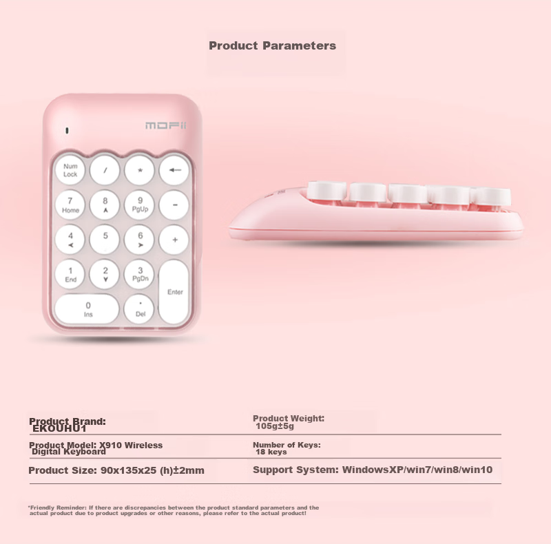 Mofii X910 Wireless Laptop Digital Keypad, USB Wireless Keyboard, Mini Financial Accounting Keyboard, Bank Keyboard, Milk Tea Color Mixed Patter 5