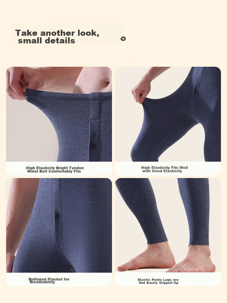 MiiOW [Acetate Goose down Cashmere Silk] German Velvet Thermal Underwear for Men, Autumn Pants, Thick Cotton Trousers, Men's Long Johns 23