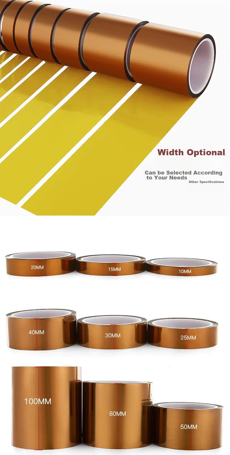Oumai High-Temperature Adhesive Tape, Heat-Resistant Gold Finger Tape, Non-Residual Tea-Colored Tape, Wire Battery Packaging Polyimide Tape, Gold Finger 30mm*33m, 1 Roll 4