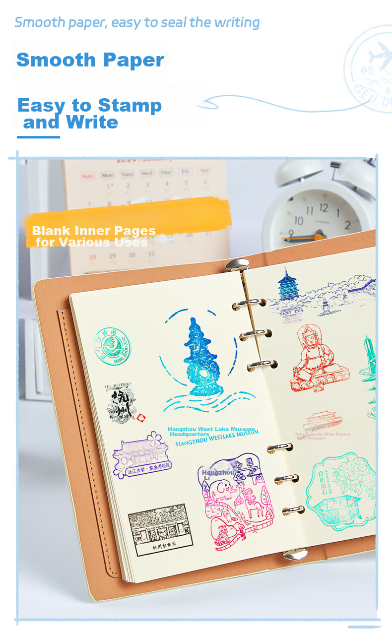 Jiaranheng Travel Stamp Collection Notebook, Blank Pages A6, Stamp Collection Book, Loose-Leaf Notebook, Beijing Palace Museum Tourist Spot Journal, Souvenir, Red 4