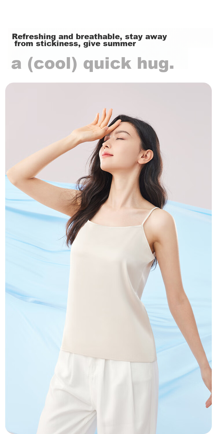MiiOW Women's Camisole Tank Top for Spring And Autumn, Inner Wear Or Outer Wear, Beautiful Back Design, Faux Silk Thin Strap Basic Versatile Undershirt 7