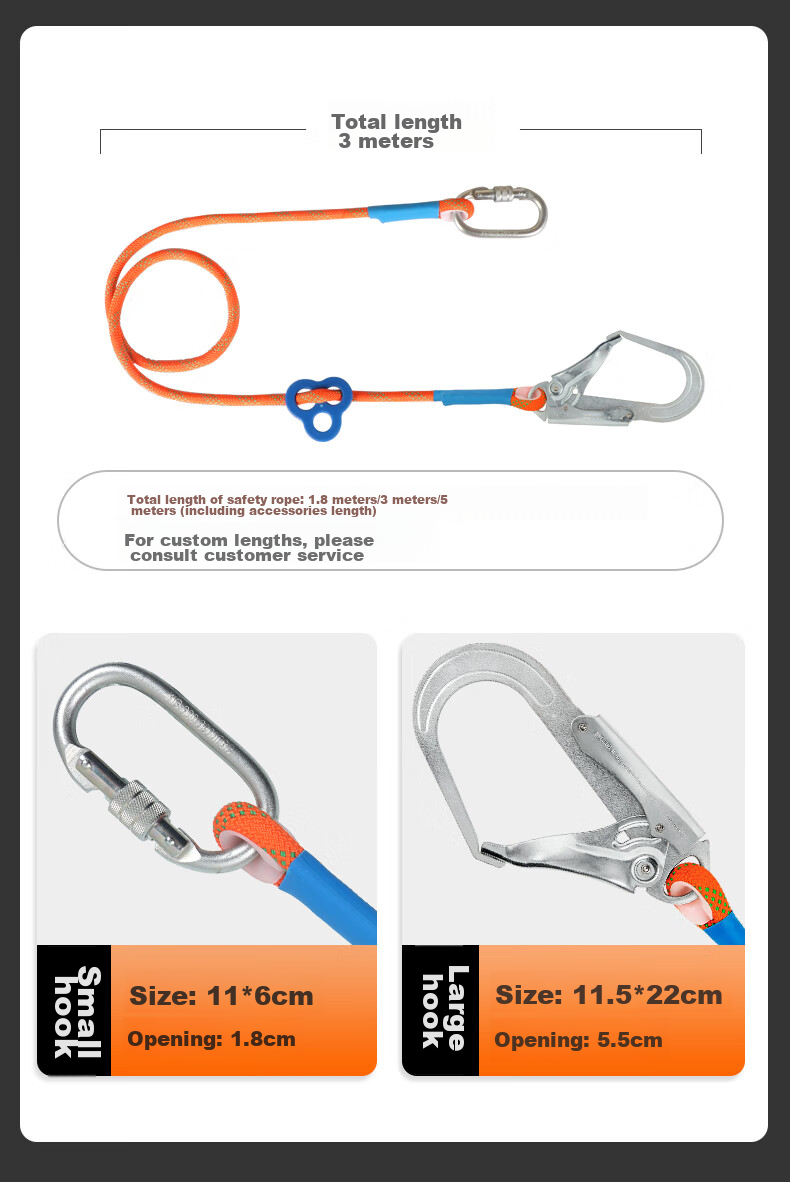 Locroyon Five-Point Safety Harness, High-Altitude Work Safety Rope, Full-Body Fall Protection National Standard, Single Large Hook 1.8 Meters [Beijing Warehouse Fast Delivery] 13