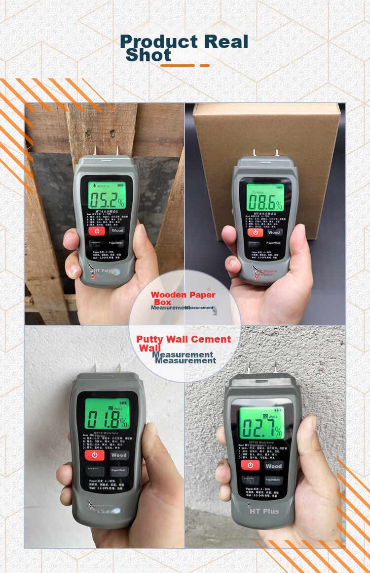 YHT Color Screen Sensor Moisture Meter MT28C for Furniture, Wood, Floor, Wall Moisture Content And Humidity Testing Instrument 19