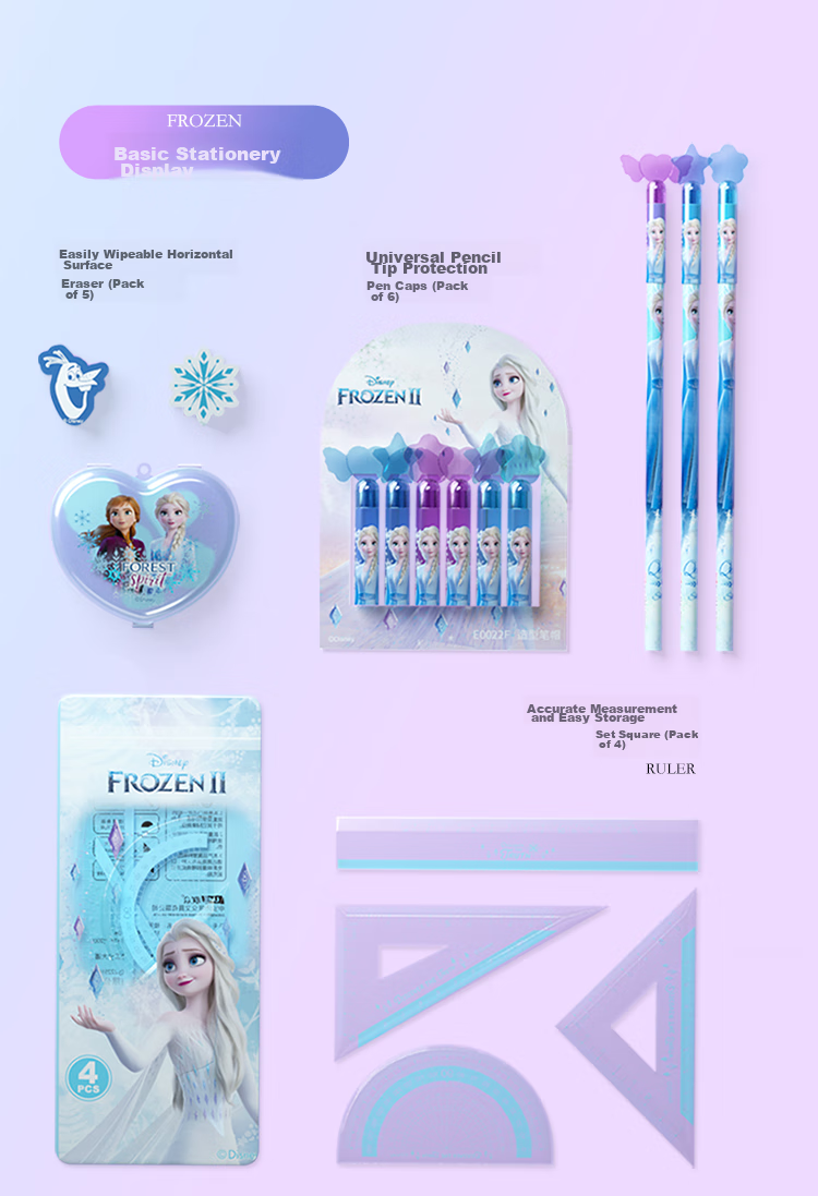 Disney Stationery Set, Elementary School Student Backpack Stationery Gift Box, Girls' Birthday Gift Learning Supplies Large Gift Pack for Ages 12-15 Children's Day Gift, Froze 14