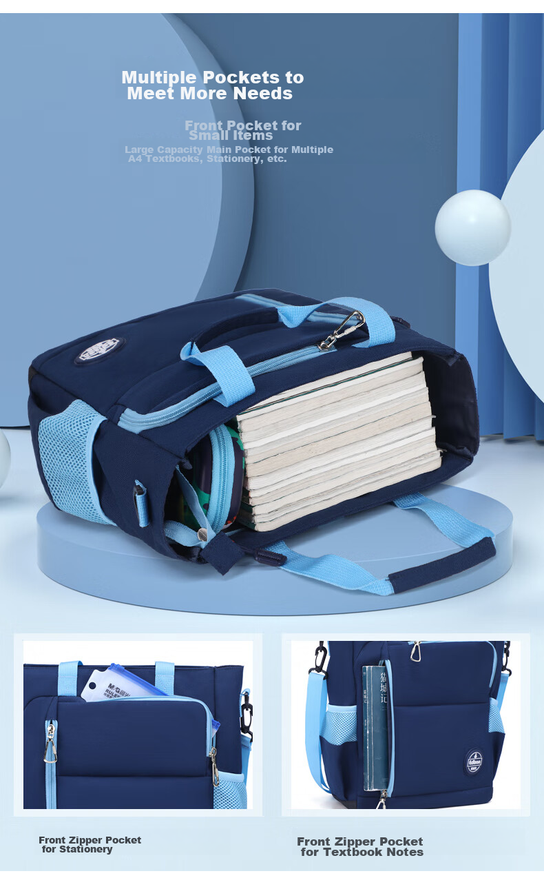 Edison Handheld Tutoring Bag for Female Primary And Secondary School Students, Shoulder Crossbody Bag, After-School Tutoring Bag, Water-Resistant Art Bag BX03-2 5