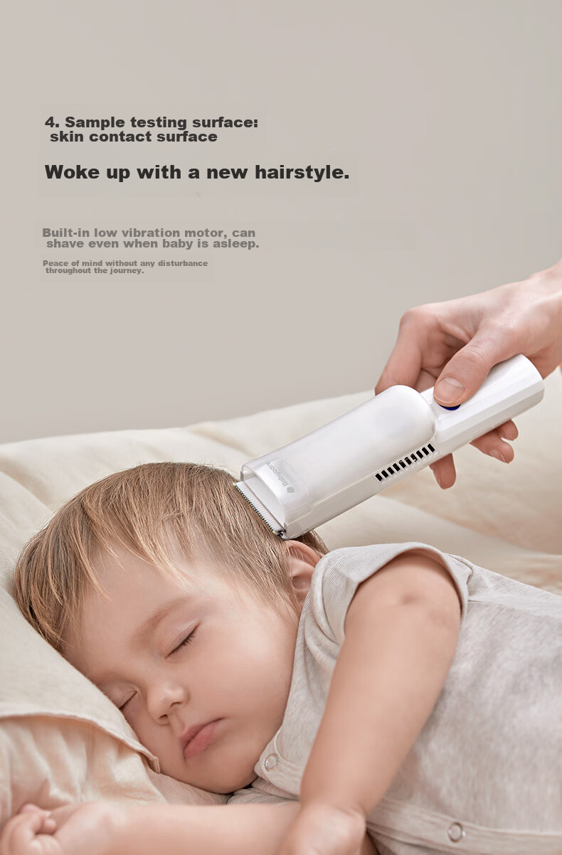 Babycare Baby Hair Clipper, Fully Waterproof, Low Noise, Upgraded Automatic Hair Suction, for Children's Use, 0-3 Years Old, Original White 6