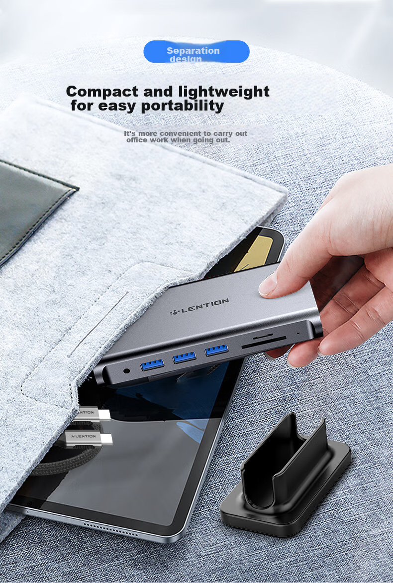 LENTION Compatible with Apple Laptops, Type-C Expansion Dock, USB 3.0 Hub, HDMI 4K Screen Mirroring Converter, Splitter Adapter, SD/TF Card Reader 14