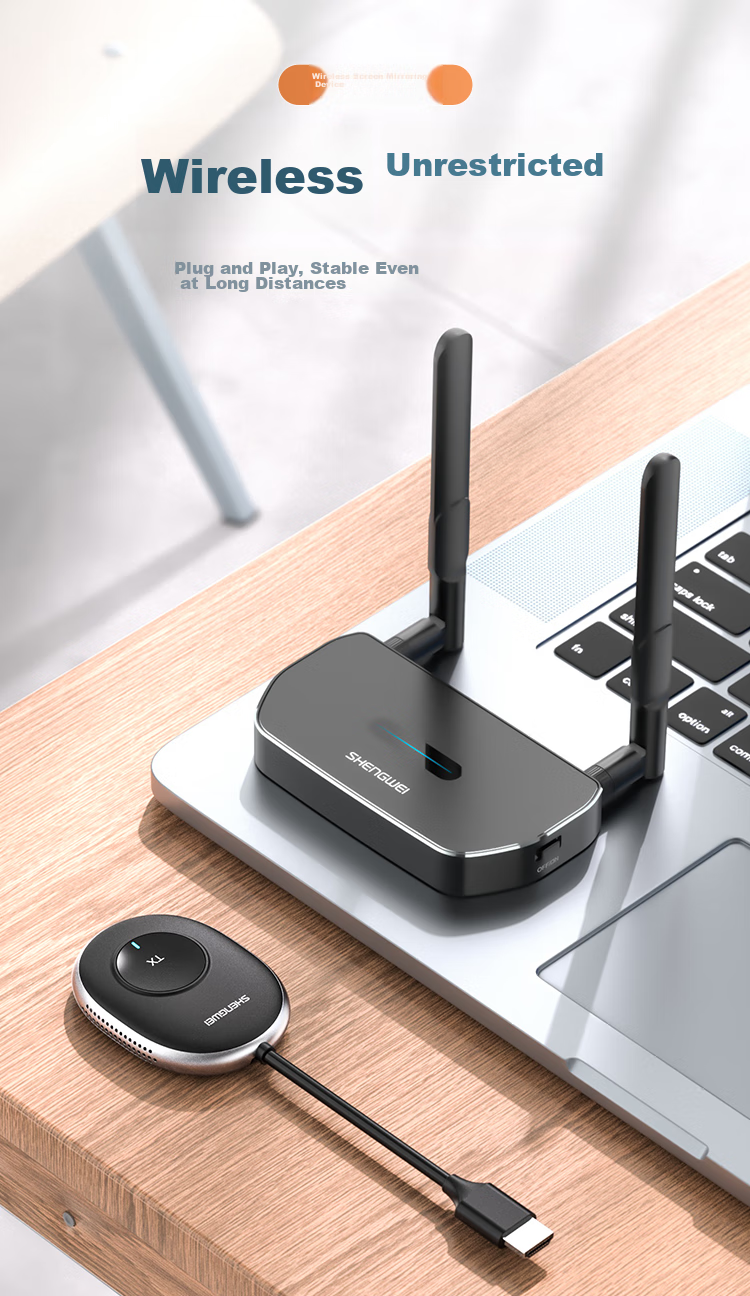 Shengwei HDMI Enterprise-Grade Wireless Screen Mirroring Device, High-Definition Conference Sharing, Laptop to Projector TV Transmitter, Point-To 50 Meters, DHD0007G 3