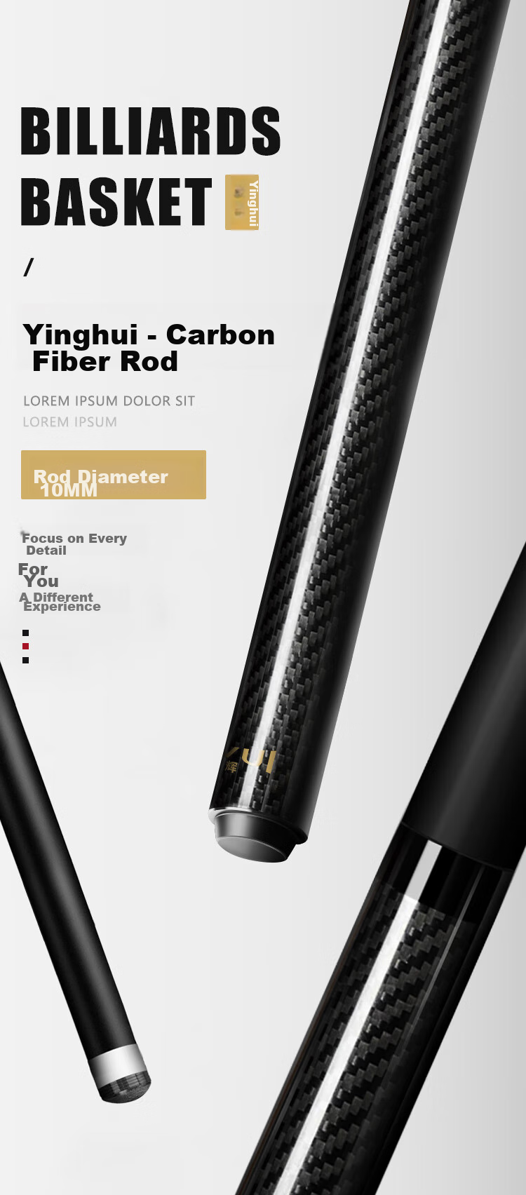 INVUI Pool Cue Carbon Tip Cue Chinese Black 8 High-Tech Carbon Fiber Billiard Cue Complete Set with Cue Case CR20H 1