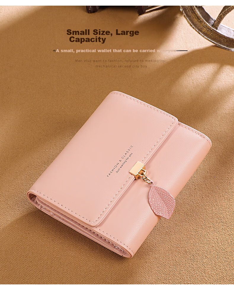 Viney Leather Women's Wallet, Short Foldable Multi-Card Holder Purse, Light Luxury Multifunctional Large Capacity Student Coin Purse 1