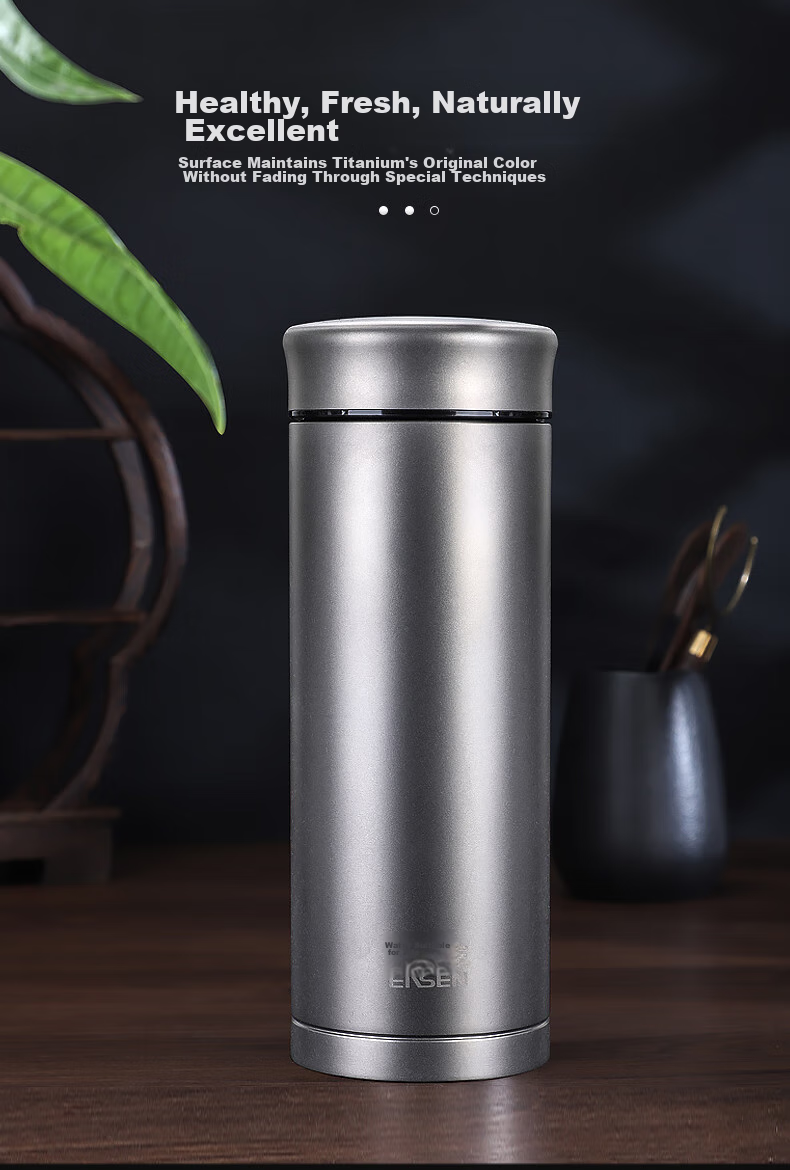 Shuiyisheng Titanium Cup Pure Titanium Insulated Mug for Men, Mild Alkaline Water Cup, High-End Business Tea Infuser Cup, Portable Health Cup with Engraving 16