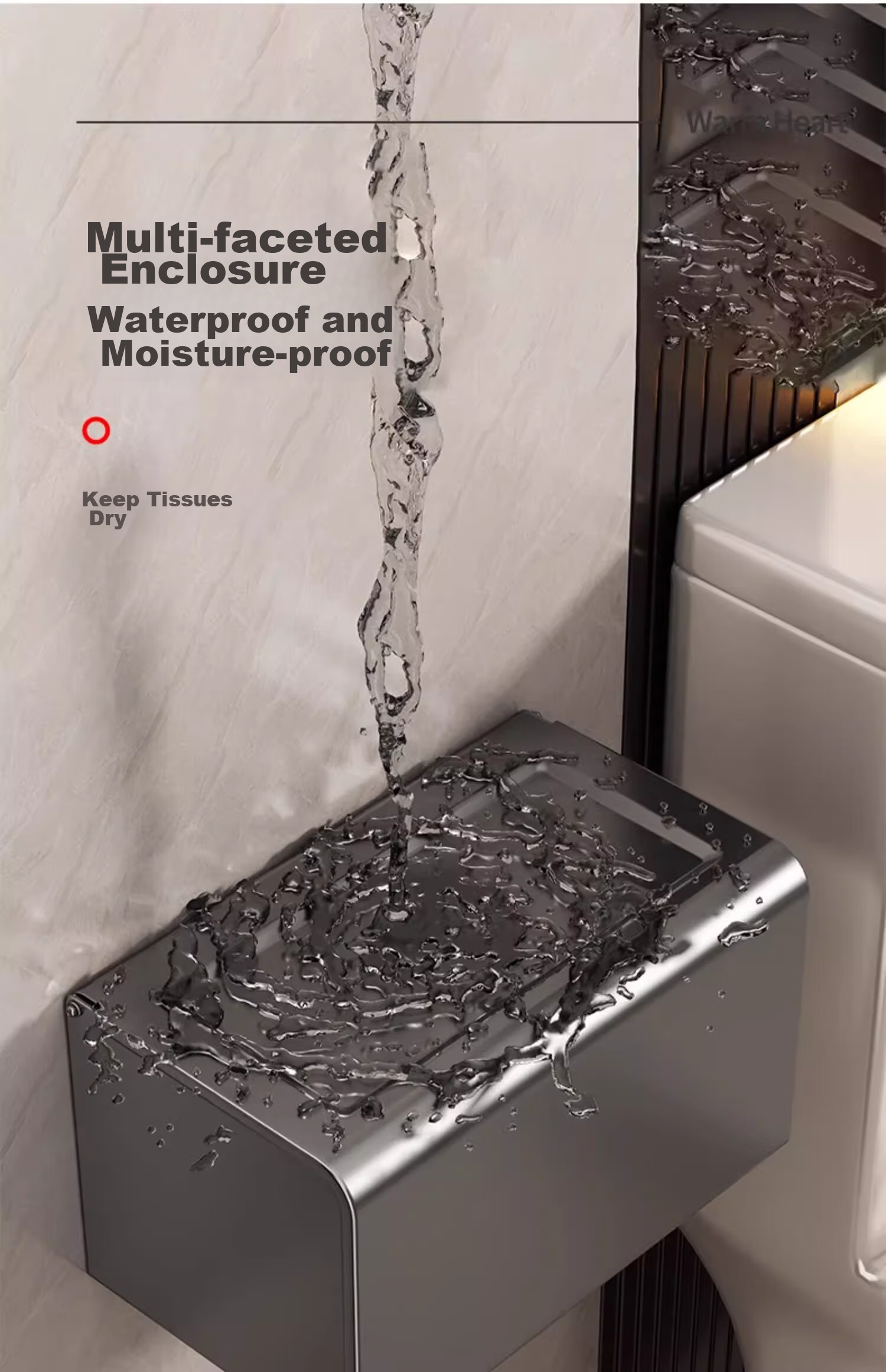MUYA Gun Gray Bathroom Tissue Box, No Drilling Required, Waterproof Space Aluminum Wall-Mounted Toilet Paper Holder 7