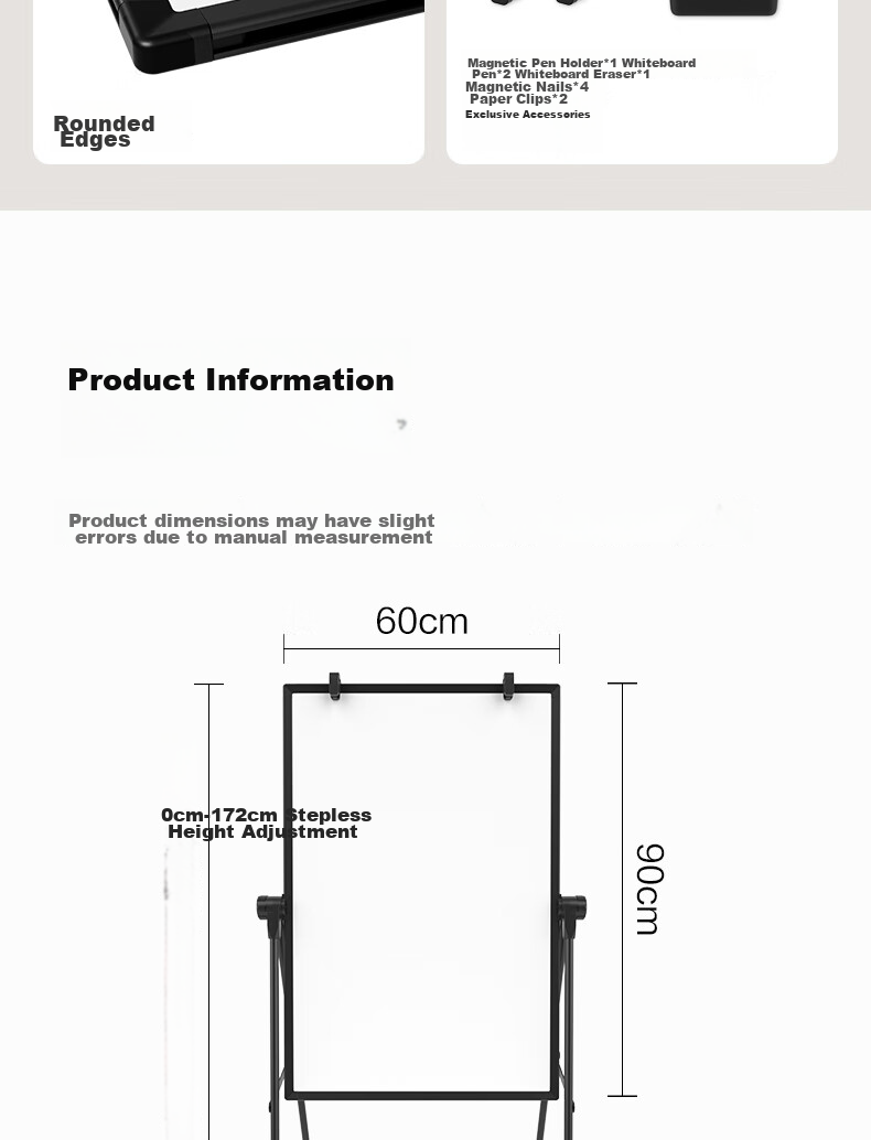 Deli U-Shaped Double-Sided Adjustable Whiteboard Writing Board, Small Blackboard for Home Use, Children's Teaching And Training, Memo Pad, Flip-Fold Whiteboard Paper, Erasable Magnetic Blackboard with Stand, 90*60cm 14
