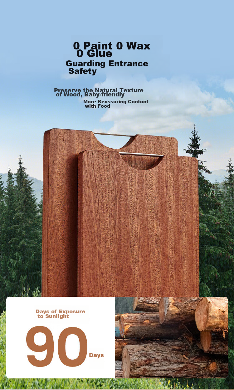 JD Original Cutting Board, Wooden Chopping Block for Home Use, Food-Grade Antibacterial [Black Ebony Solid Wood], 45*30*3CM 8