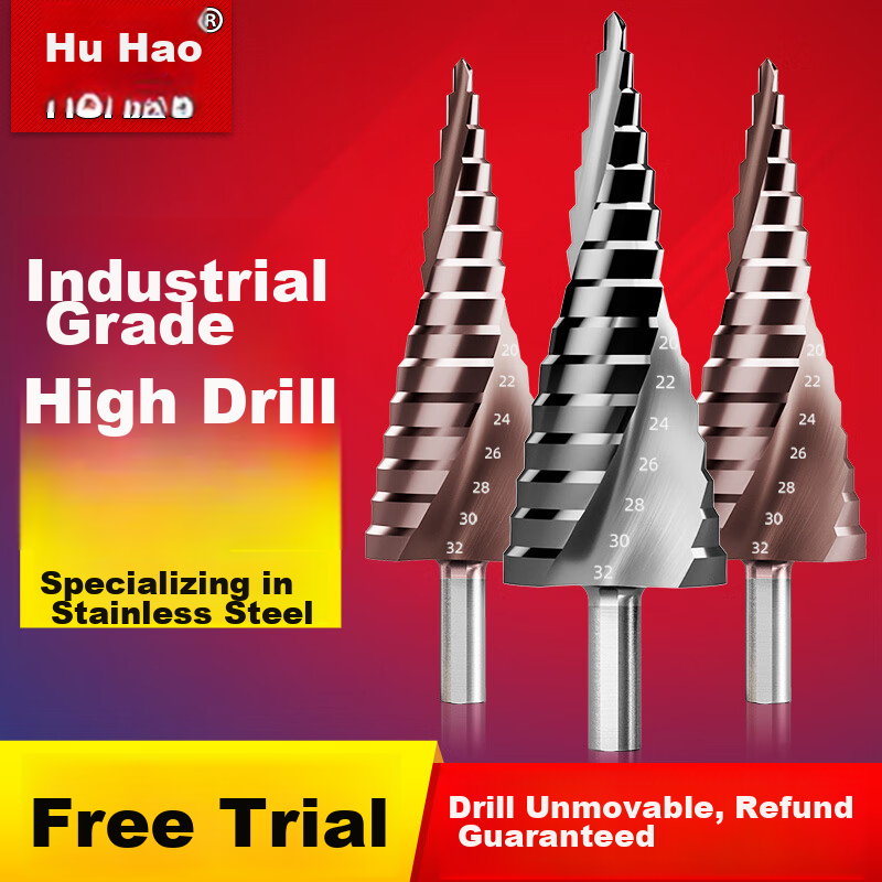 HUHAO Cobalt-Containing Pagoda Drill Bit, High Hardness Metal Iron Plate Stainless Steel Specialized Drilling Step Drill Bit, Hole Opener And Hole Enlarger