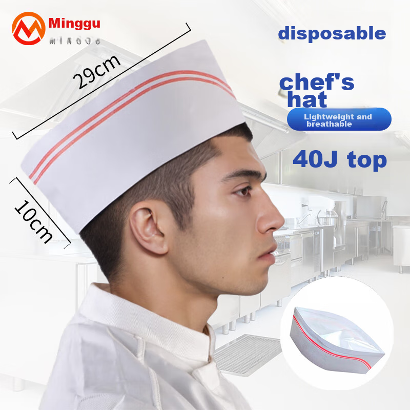 Одноразовые колпаки для поваров Minggu, 40 шт., белые, для кухни, низкие, рыбацкие, с возможностью индивидуального заказа