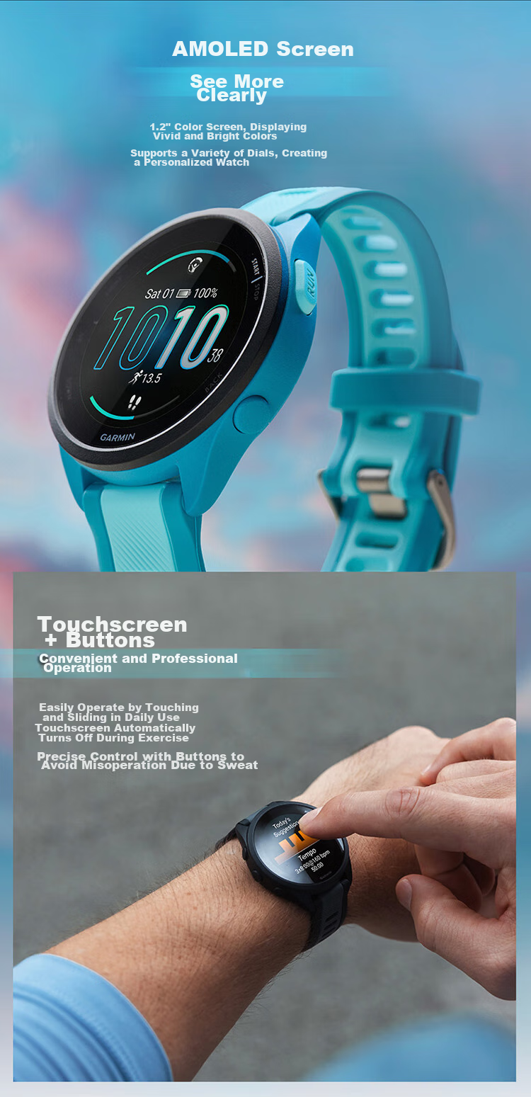 GARMIN Forerunner165 Heart Rate And Blood Oxygen Multi-GNSS Outdoor Sports Smartwatch, Music Version, Midnight Black 2