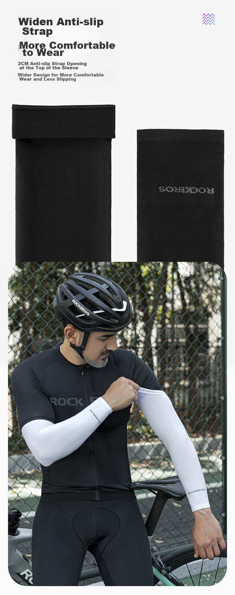 ROCKBROS Summer Ice Silk Arm Sleeves for Men And Women, Breathable Cycling Arm Covers for Driving, Biking And Electric Bikes, White One Size Fits All 9